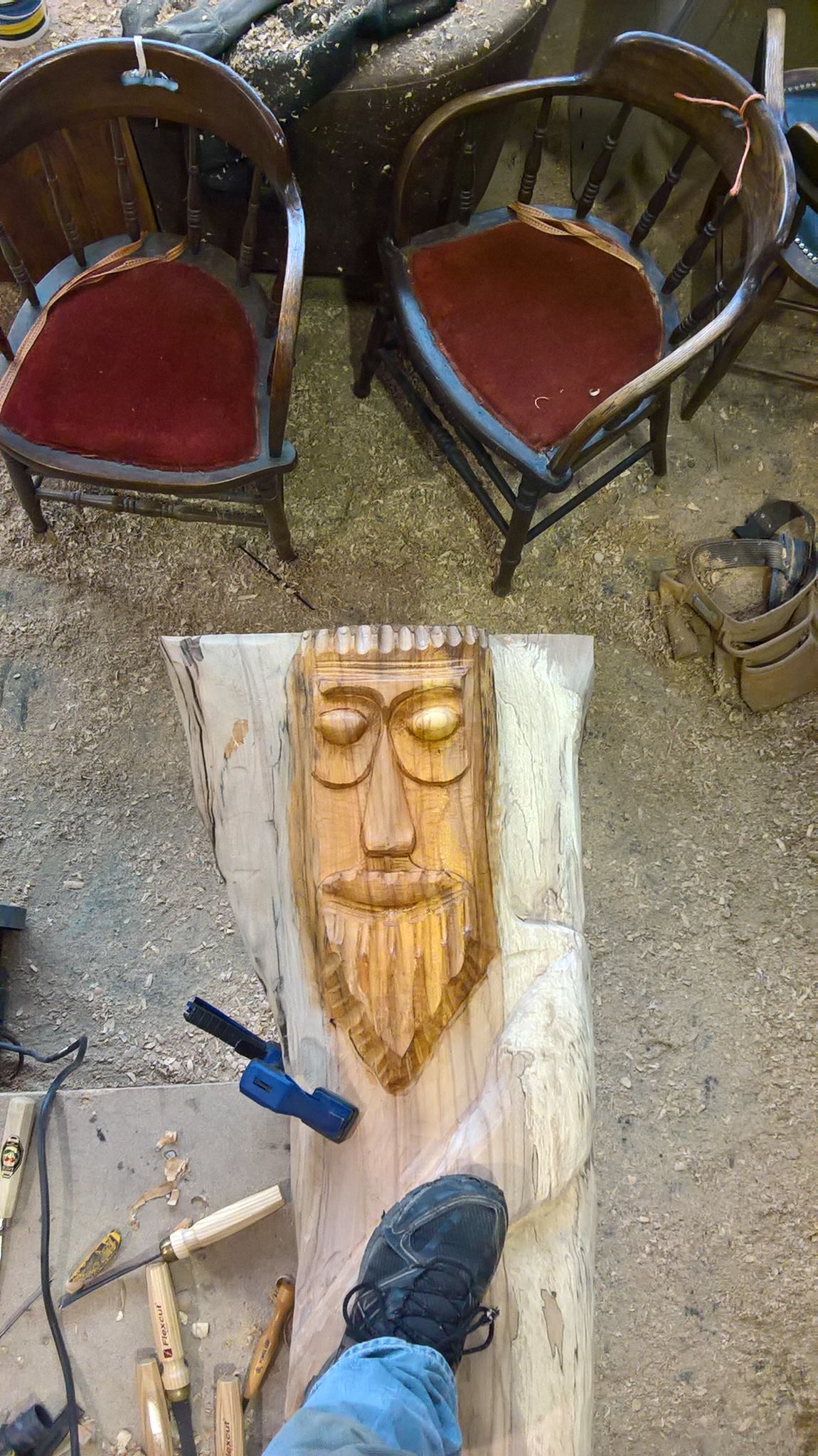 wood carving with resin